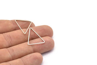 Silver Triangle Charm, 24 Antique Silver Plated Brass Open Triangle Ring Charms (20x26x1mm) Bs 1026 H0666