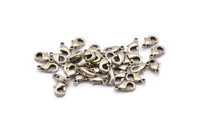 Silver Parrot Clasp, 24 Antique Silver Plated Brass Lobster Claw Clasps (10x5mm) A0364 H0695