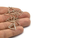 Silver Triangle Charm, 50 Antique Silver Plated Brass Open Triangle Ring Charms (14x0.6x0.9mm) D0067 H0660