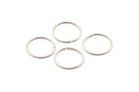 Wire Ear Hoops, 48 Antique Silver Plated Brass Wire Hoops, Earring Findings (15x0.8mm) E107 H0703