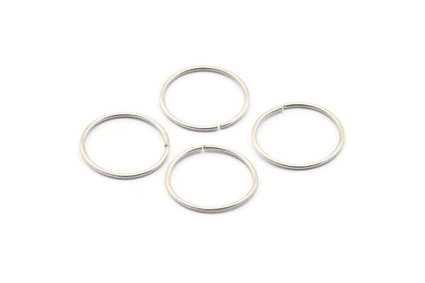 Wire Ear Hoops, 48 Antique Silver Plated Brass Wire Hoops, Earring Findings (15x0.8mm) E107 H0703