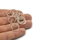 Wire Ear Hoops, 48 Antique Silver Plated Brass Wire Hoops, Earring Findings (15x0.8mm) E107 H0703