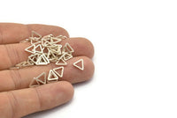 Silver Triangle Charm, 50 Antique Silver Plated Brass Open Triangle Ring Charms (8x0.8mm) D0276 H0661
