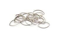 Silver Marquise Ring, 25 Antique Silver Plated Brass Oval Faceted Ring, Connector, Charms (21x13x0.90mm) N0534 H0623