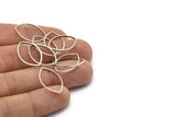 Silver Marquise Ring, 25 Antique Silver Plated Brass Oval Faceted Ring, Connector, Charms (21x13x0.90mm) N0534 H0623