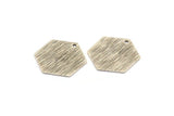 Silver Hexagon Charm, 12 Antique Silver Plated Brass Textured Hexagon Stamping Blanks With 1 Hole (17x0.60mm) D878 H0739