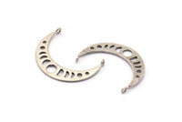 Silver Moon Phases Pendant, 4 Antique Silver Plated Brass Crescent Pendants With 2 Loops, Earring Findings (35x8x1mm) BS 2067 H0758