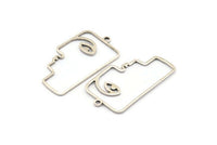Silver Face Charm, 4 Antique Silver Brass Face Shaped Charms With 1 Loop (40x22x1mm) D0558 H0736