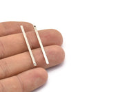Tiny Silver Bar, 24 Antique Silver Plated Brass Bars With 1 Hole  (40x2x0.80mm) A0862 H0732