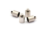 Silver Barrel End, 25 Antique Silver Plated Brass Barrel Ends With 1 Loop, Findings (6x10mm) Leather Cord Ends Bs-1647 H0737