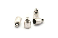 Brass End Cap, 24 Antique Silver Plated Brass End Cap , Cord Tip Cord End - (5.7x9.7mm) - Bs-1661 H0726
