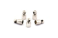 Silver End Cap, 50 Antique Silver Plated Brass End Caps, Cord Tip Cord Ends (8x4mm) Bs-1659 H0742