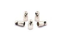 Silver End Cap, 50 Antique Silver Plated Brass End Caps, Cord Tip Cord Ends (8x4mm) Bs-1659 H0742