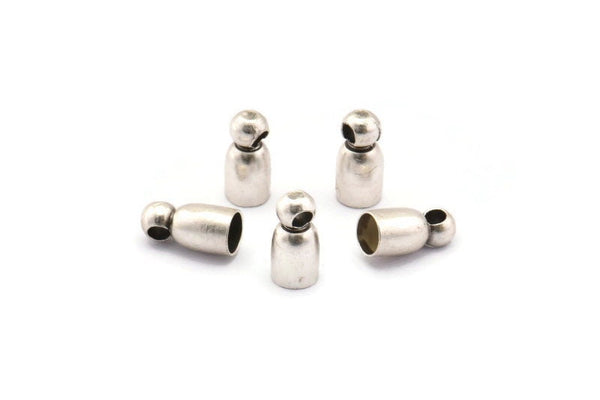 Silver End Cap, 50 Antique Silver Plated Brass End Caps, Cord Tip Cord Ends (8x4mm) Bs-1659 H0742