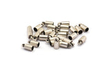 Silver Leather Clasp, 50 Antique Silver Plated Brass Barrel End With 1 Loop (3.5x8mm) Leather Cord Ends Bs-1644 H0708