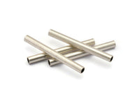 Industrial Long Tubes, 5 Antique Silver Plated Brass Industrial Long Tube Findings (50x5mm) D0184 H0713