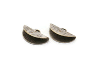 Silver Ribbon Crimp, 24 Antique Silver Brass Textured Ribbon Crimp Ends With 1 Loop, Findings (15x9mm) D0561 H0733
