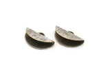 Silver Ribbon Crimp, 24 Antique Silver Brass Textured Ribbon Crimp Ends With 1 Loop, Findings (15x9mm) D0561 H0733