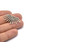 Ay ve Güneş, 2 Antik Gümüş Kaplama Pirinç Hilal ve Yarı Güneş Etnik Kolye, 2 Halka, Tılsımlar (37x22x1mm) BS 2445 H0631