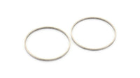 Silver Circle Connectors - 12 Antique Silver Plated Brass Circle Connectors (35x0.8x2mm) D0315 H0634