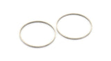 Silver Circle Connectors - 12 Antique Silver Plated Brass Circle Connectors (35x0.8x2mm) D0315 H0634