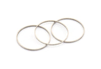 Silver Circle Connectors - 12 Antique Silver Plated Brass Circle Connectors (35x0.8x2mm) D0315 H0634
