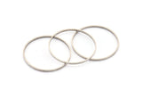 Silver Circle Connectors - 12 Antique Silver Plated Brass Circle Connectors (35x0.8x2mm) D0315 H0634