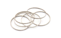 Silver Circle Connectors - 12 Antique Silver Plated Brass Circle Connectors (35x0.8x2mm) D0315 H0634