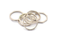 Silver Faceted Ring, 6 Antique Silver Plated Brass Faceted Rings, Connectors (19mm) N0502 H0751