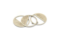 Silver Round Charms, 8 Antique Silver Plated Brass Round Charms With 1 Loop, Pendants, Earrings, Findings (26x0.80mm) D0595 H0754