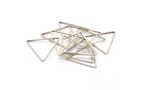 Silver Triangle Charm, 50 Antique Silver Plated Brass Triangle Charms (24x0.6x0.9mm) D0065 H0645