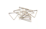 Silver Triangle Charm, 50 Antique Silver Plated Brass Triangle Charms (24x0.6x0.9mm) D0065 H0645