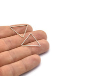 Silver Triangle Charm, 50 Antique Silver Plated Brass Triangle Charms (24x0.6x0.9mm) D0065 H0645