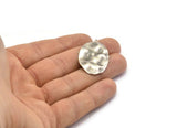 Gümüş Oval Charm, 1 Halkalı 6 Antik Gümüş Kaplamalı Dalgalı Pirinç Oval Charm, Kolye Uçları, Küpeler, Bulgular (37x23x0,50 mm) D0807 H0756