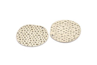 Silver Round Charm, 4 Antique Silver Plated Brass Textured Round Stamping Blanks With 1 Hole, Earrings, Pendants, (29x28x0.60mm) D0826 H0764