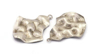 Silver Pear Charm, 6 Antique Silver Plated Brass Pear Shaped Charms With 1 Loop, Earrings, Pendants, Findings (33x24x0.60mm) D0690 H0780