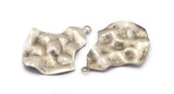 Silver Pear Charm, 6 Antique Silver Plated Brass Pear Shaped Charms With 1 Loop, Earrings, Pendants, Findings (33x24x0.60mm) D0690 H0780