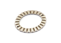 Silver Oval Charm, 4 Antique Silver Plated Brass Wavy Oval Connectors With 2 Holes, Findings (33x28x1mm) D917 H0779