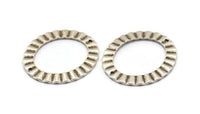 Silver Oval Charm, 4 Antique Silver Plated Brass Wavy Oval Connectors With 2 Holes, Findings (33x28x1mm) D917 H0779