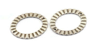 Silver Oval Charm, 4 Antique Silver Plated Brass Wavy Oval Connectors With 2 Holes, Findings (33x28x1mm) D917 H0779
