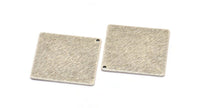 Silver Square Charm, 4 Antique Silver Plated Brass Textured Square Stamping Blanks With 1 Hole, Pendants, Earrings (25x0.80mm) D0796 H0768