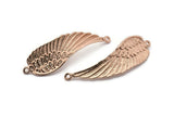 Rose Gold Wing Pendant, 2 Rose Gold Plated Brass Wing Pendant With 2 Loops, Earring, Jewelry Findings (43x13x1.5mm) BS 1959