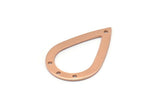 Rose Gold Drop Charm, 4 Rose Gold Plated Brass Drop Charms With 4 Holes, Findings (31x20x0.75mm) E043 Q0535