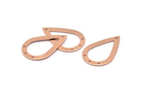 Rose Gold Drop Charm, 4 Rose Gold Plated Brass Drop Charms With 4 Holes, Findings (31x20x0.75mm) E043 Q0535