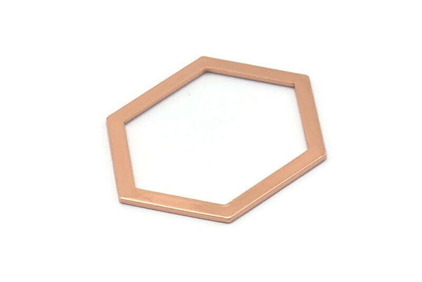 Hexagon Choker Charm, 3 Rose Gold Plated Brass Hexagon Charms, Pendants, Findings (39x29.5x1mm) E033 Q0528