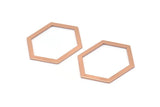 Hexagon Choker Charm, 3 Rose Gold Plated Brass Hexagon Charms, Pendants, Findings (39x29.5x1mm) E033 Q0528