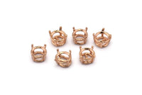 Round Prong Setting, 15 Rose Gold Plated Round, 4 Prong Settings 7.7mm/7.6mm Rhinestone Q0292