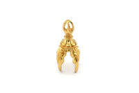 Gold Dragon Claw, 1 Gold Plated Brass Dragon Claw Charms, Necklace Pendants (36x11mm) N0380 Q0468