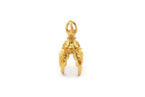 Gold Dragon Claw, 1 Gold Plated Brass Dragon Claw Charms, Necklace Pendants (36x11mm) N0380 Q0468