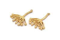 Gold Dandelion Charm, 2 Gold Plated Brass Taraxacum Charms With 1 Loop (30x25x2mm) N1511 Q1093